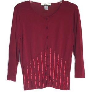 Nine & Co Cardigan Silk Blend sequined Long Sleeve Size Medium